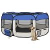 Foldable Dog Playpen with Carrying Bag Blue 57.1"x57.1"x24"