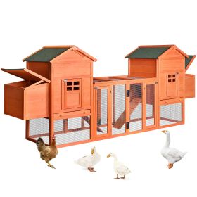 Outdoor Wooden Chicken Coop, 124" Large Hen Cage Rabbit House, Bunny Hutch with Ventilation Door