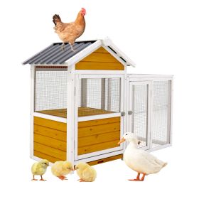 Large outdoor chicken coop Wooden chicken coop, duck coop with nest box, bird cage, rabbit cage - waterproof PVC board ( yellow brown gradient 80 ")