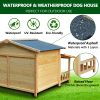 Durable Waterproof Dog Houses for Small Medium Large Dogs Outdoor & Indoor, Wooden Puppy Shelter Large Doghouse with Porch for Winter