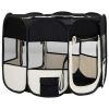 Foldable Dog Playpen with Carrying Bag Black 35.4"x35.4"x22.8"