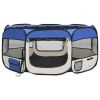 Foldable Dog Playpen with Carrying Bag Blue 57.1"x57.1"x24"