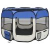 Foldable Dog Playpen with Carrying Bag Blue 35.4"x35.4"x22.8"