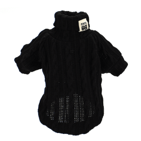 Pet Turtleneck Knitted Sweater Winter Dog Cat Keep Warm (Option: Black-S)