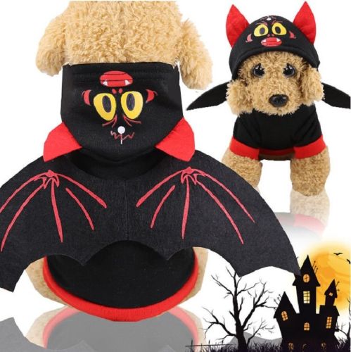 Pet Black Bat Wing Costume Hooded Winter Warm Sweater Halloween Costume Pet Black Bat Wing Costume Hooded Winter Warm Sweater Halloween Costume
