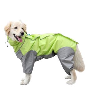 A Raincoat for all small and large dogs; Pet raincoat Medium large dog Golden hair Samo Alaska waterproof four foot raincoat Dog hooded raincoat (colour: red, size: 24)