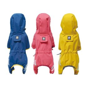 Small dog raincoat; body full surrounding; waterproof poncho pet clothes; with tow holes in the back (colour: turmeric, size: S (recommended weight 2-3 kg))