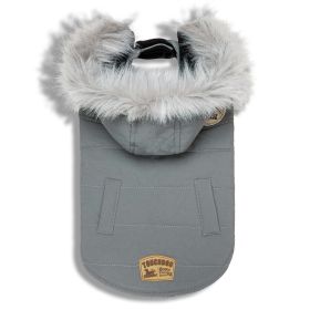 Touchdog 'Eskimo-Swag' Duck-Down Parka Dog Coat (Color: grey, size: large)