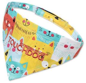 Touchdog 'Head-Popper' Fashion Designer Printed Velcro Dog Bandana (Color: Yellow / Blue, size: large)