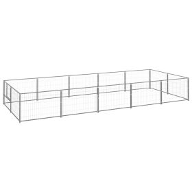 Dog Kennel Silver 107.6 ftÂ² Steel (Color: Silver)