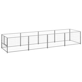 Dog Kennel Silver 43.1 ftÂ² Steel (Color: Silver)